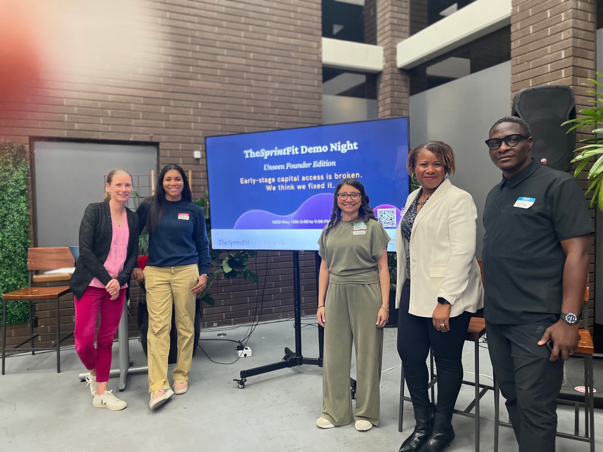 TheSprintFit Demo Night — Unseen Founder Edition stage with hosts and panelists