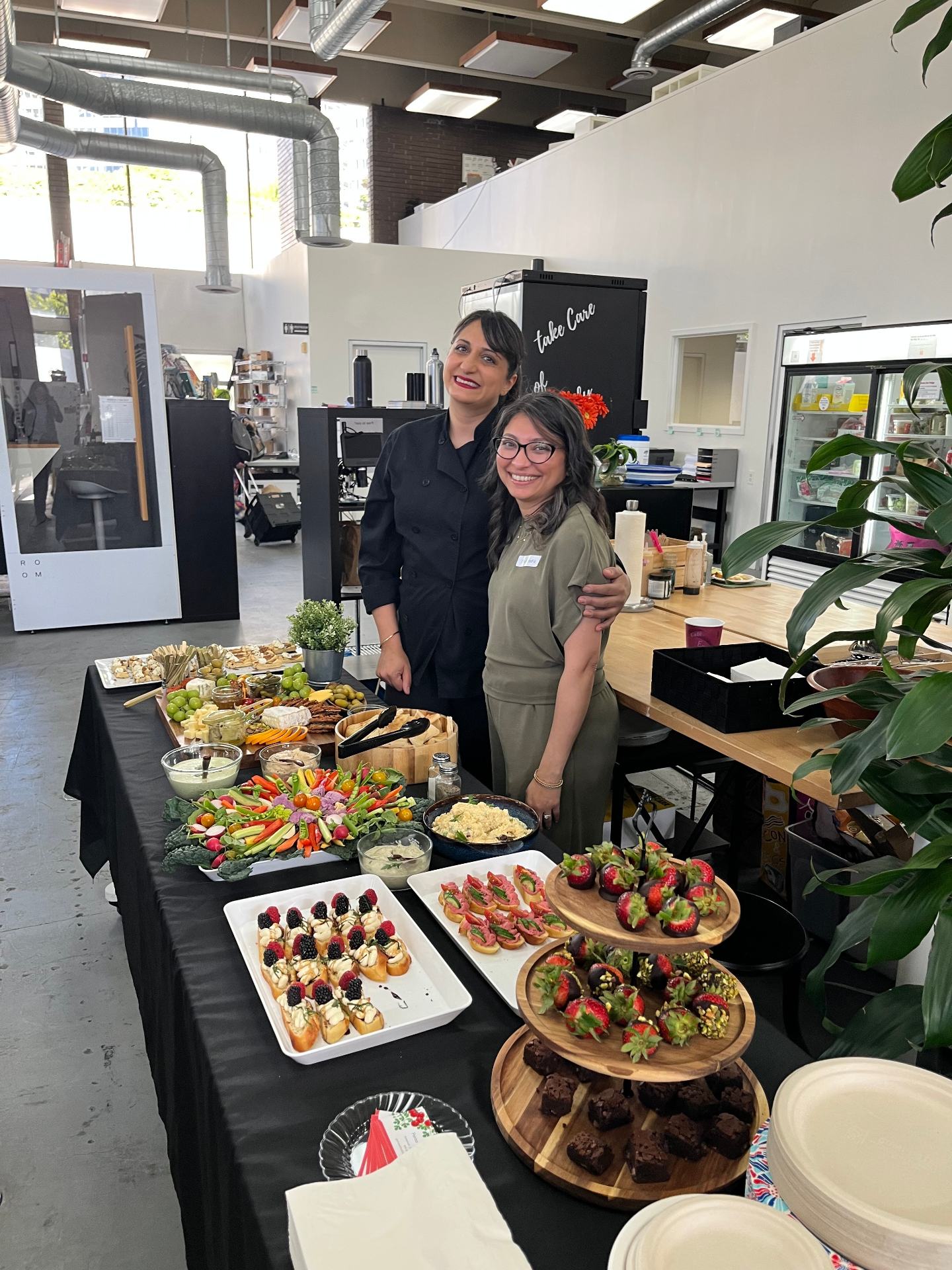 Hospitality table with curated catering at Demo Night